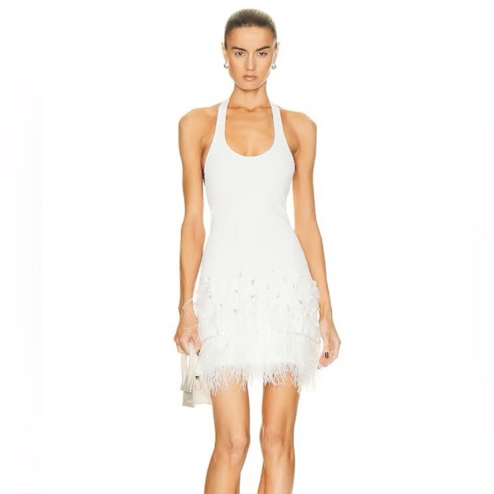 STAUD  Dress with shell and Feather Details